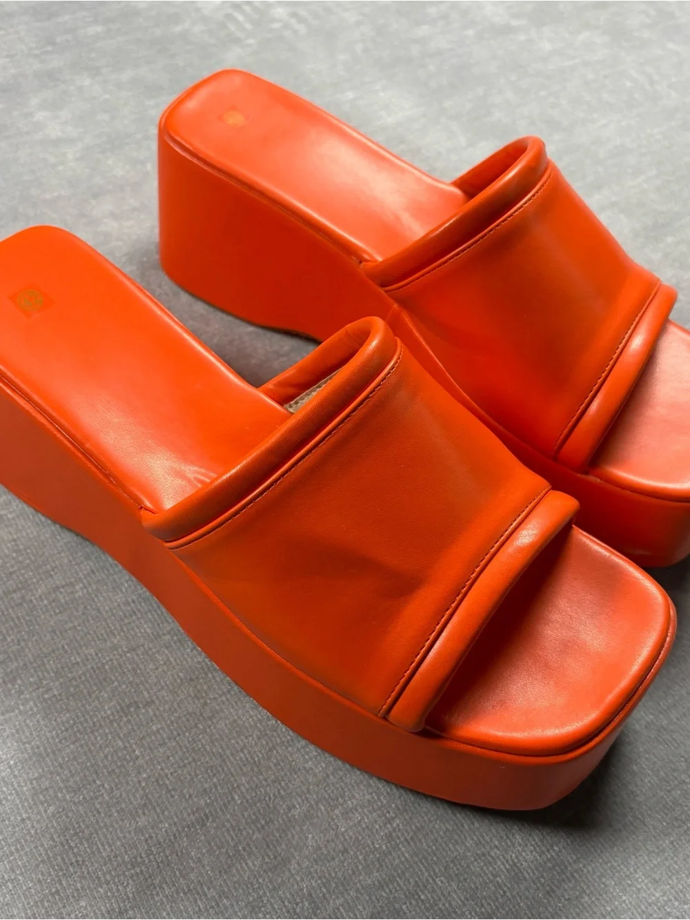 Orange Platform Slide Sandals Women’s Chunky Y2K Summer Size 11